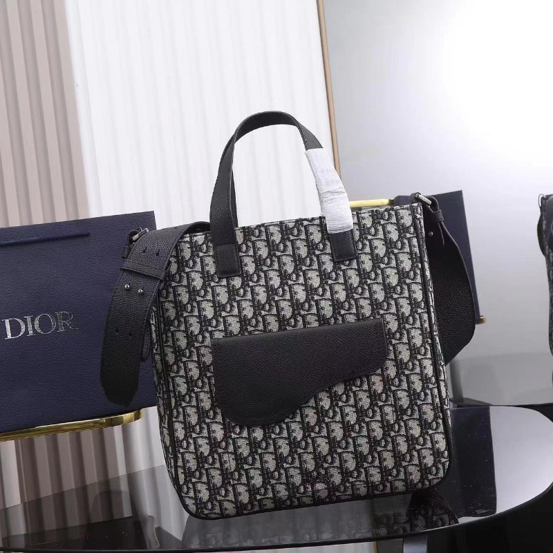 DIOR 디올 오블리크 자카드 새들 탑핸들 스트랩 토트백