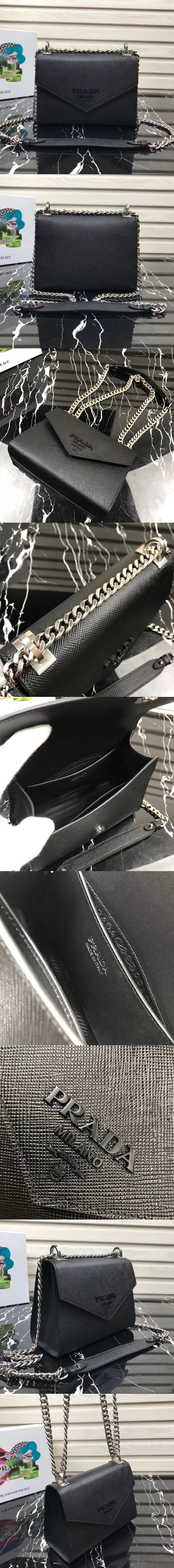 PRADA 프라다 모노크롬 사피아노 레더백 1BD127-1