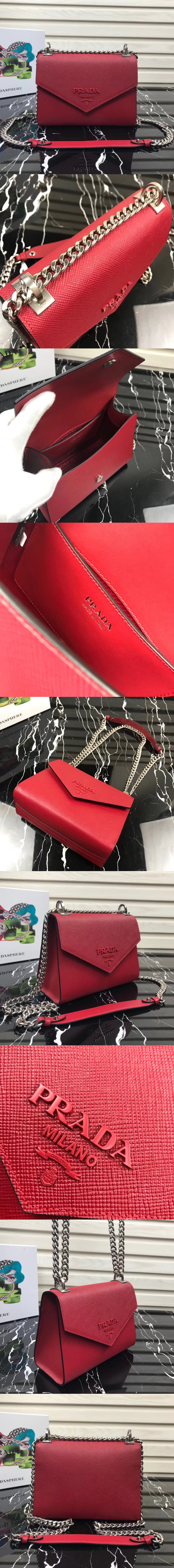 [PRADA]프라다 모노크롬 사피아노 레더백 1BD127-2