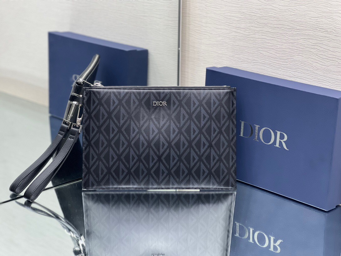 DIOR 디올 CD 다이아몬드 캔버스 A5 파우치 클러치