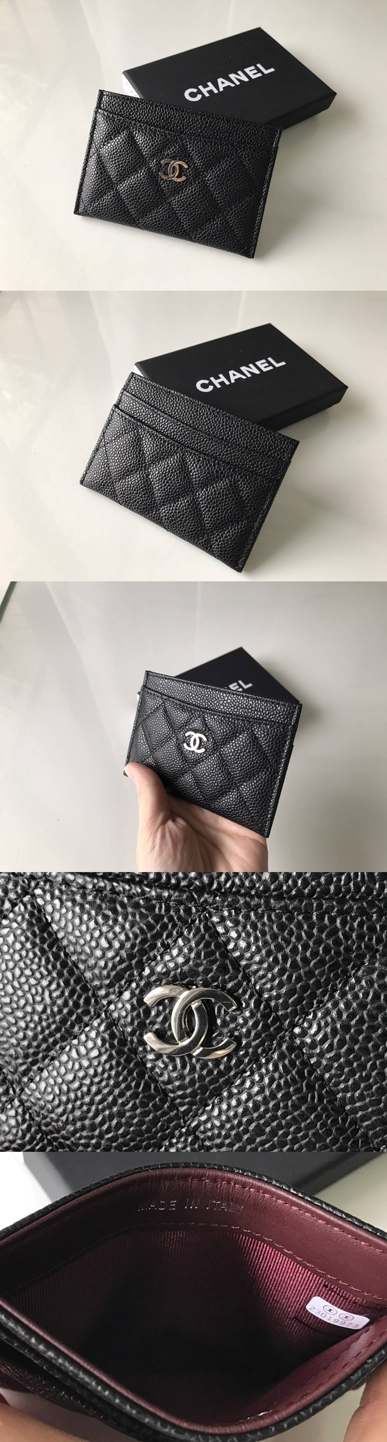 CHANEL 샤넬 카드지갑 캐비어 은장