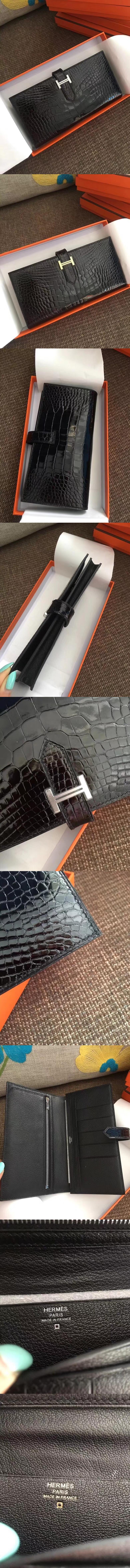 [HERMES]에르메스 베안 장지갑 크로커다일