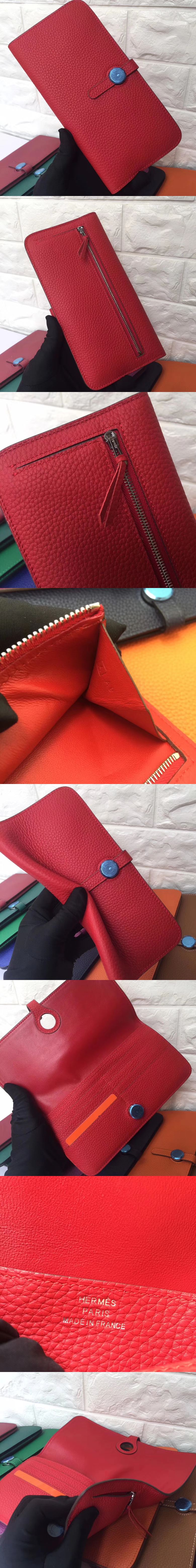 [HERMES][프리미엄]에르메스 도곤 장지갑 토고 레드