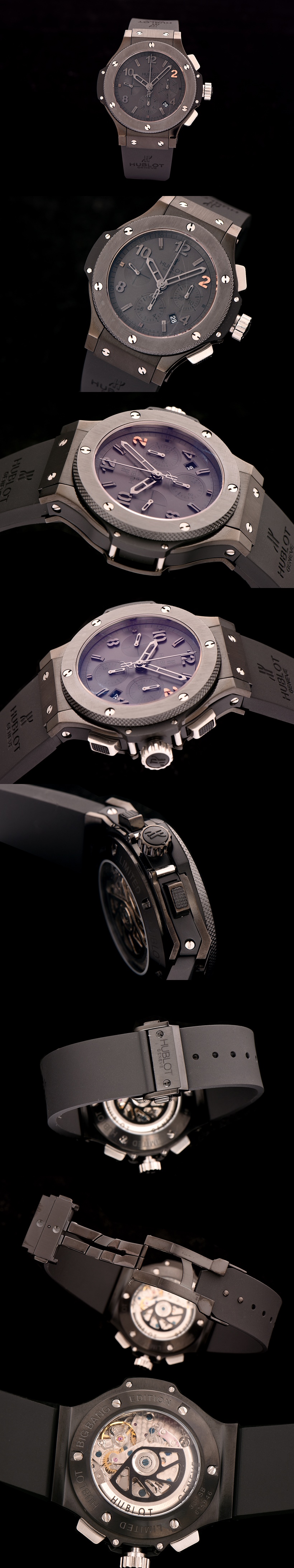 HUBLOT 휴블럿 빅뱅 올블랙 아워글라스 템퍼스 에디션 301.ci.1110.ci(세라믹베젤&케이스DLC코팅)