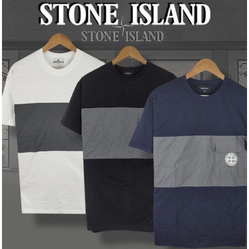 Stone Island  스톤아일랜드 맨즈 빅사이즈 포켓포인트 우븐믹스 반팔티 