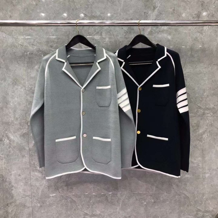 Thom Browne 톰브라운 밀라노 스티치 사선완장 배색 니트 자켓