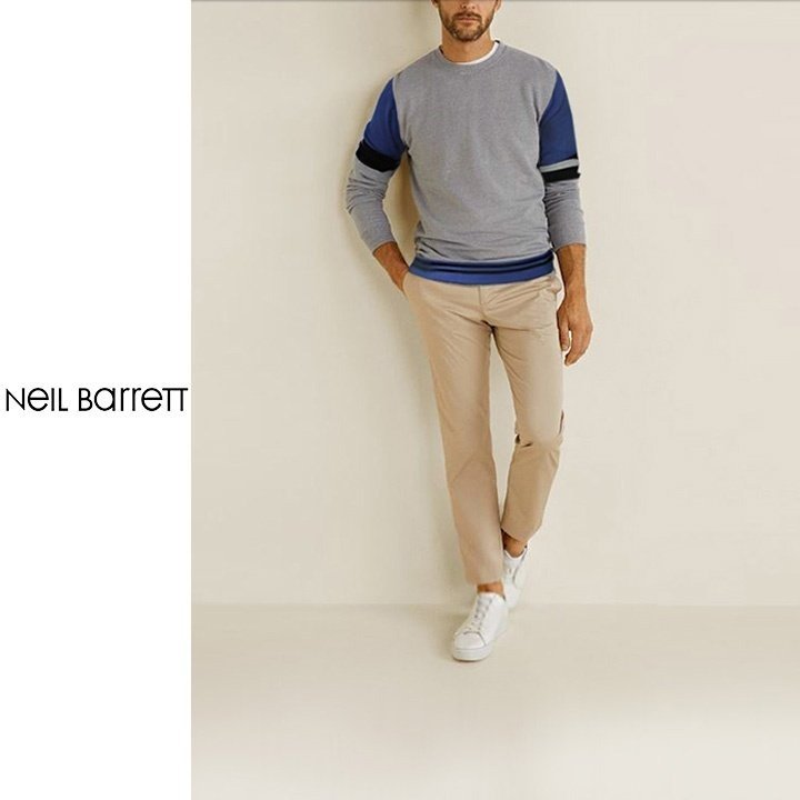 NEIL BARRETT 닐바렛 배색 라운드 니트 (2컬러)