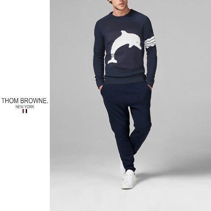 THOM BROWNE 톰브라운 돌핀 완장 라운드 니트