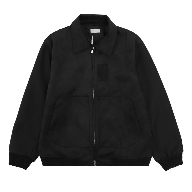 DIOR 디올 로고 패치 스웨이드 블루종 자켓