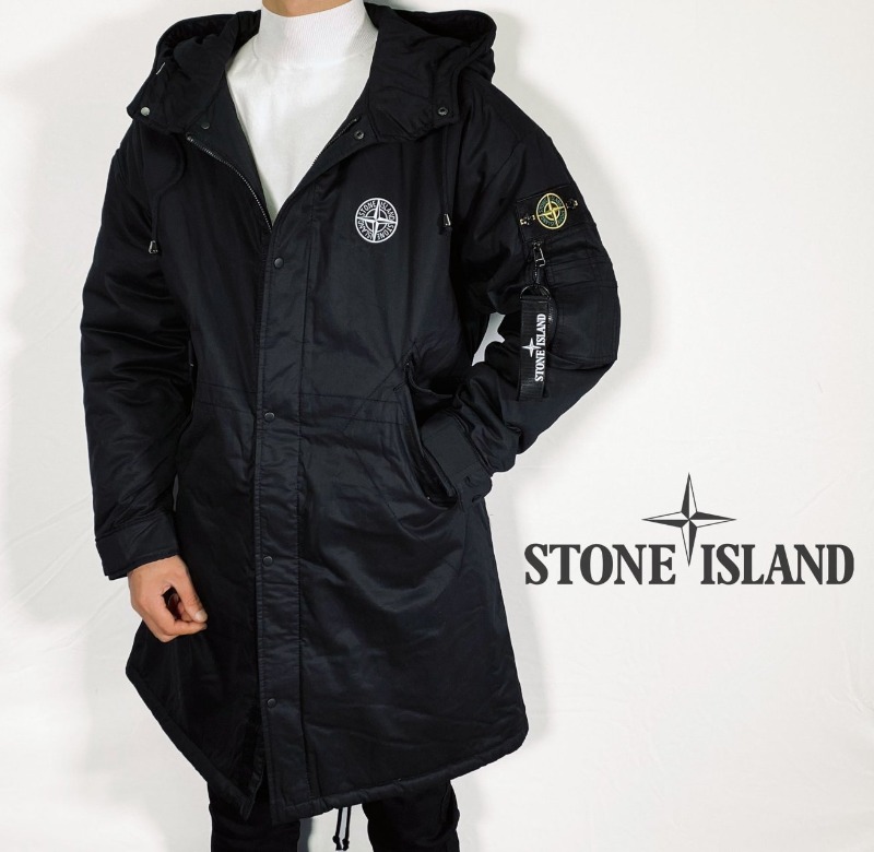 STONE ISLAND 스톤아일랜드 웨이스트 리플렉티브 키링 롱 트렌치 패딩 야상