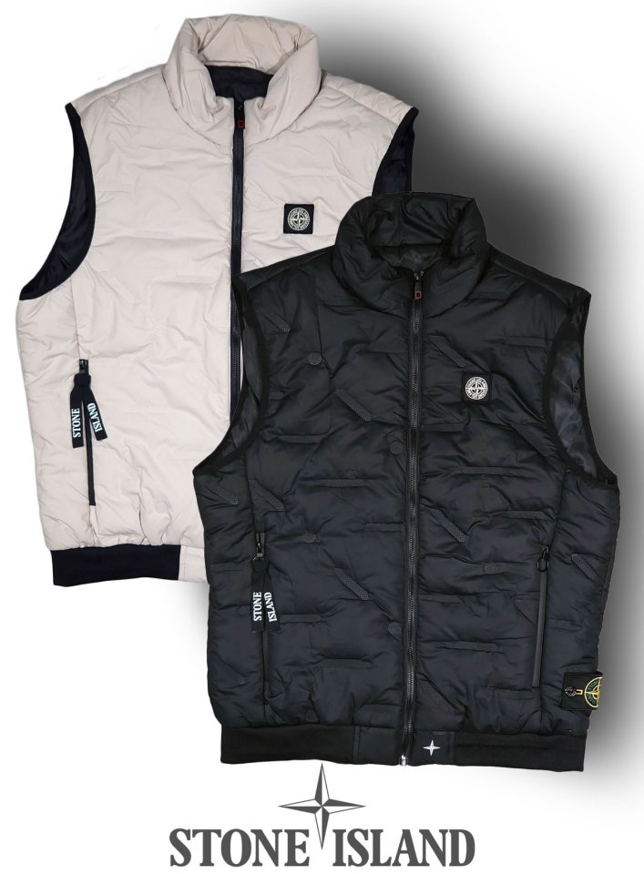 STONE ISLAND 스톤아일랜드 스퀘어 컴퍼스 사이드버튼 와팬 나일론 패딩 베스트