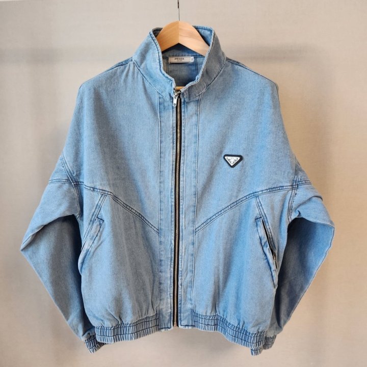 PRADA 프라다 오버핏 라이더 청자켓