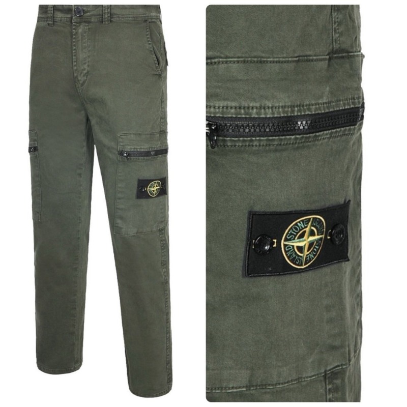 STONE ISLAND 스톤아일랜드 가먼트다잉 포켓지퍼 카고팬츠 (2컬러)