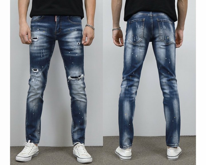 DSQUARED2 디스퀘이드2 무릎 구제 진청 페인트