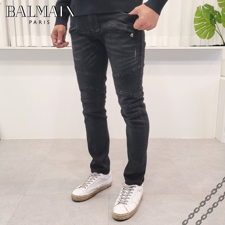 Balmain 발망 바이커 이중절개 청바지