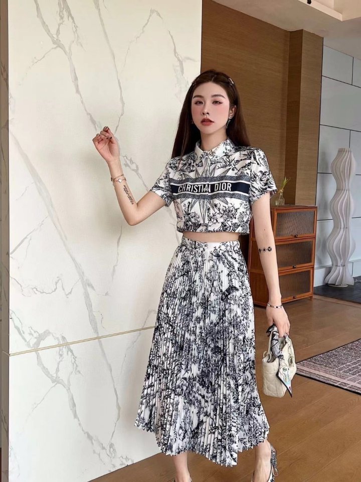 Dior 디올 롱치마크롭남방셋트