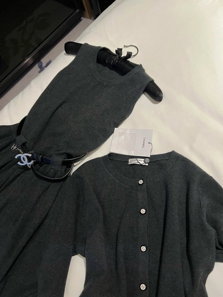 Chanel 샤넬 플리츠 니트원피스 3세트