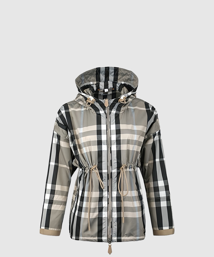 버버리 라이트체크 후드 윈드브레이커 더스티 샌드 자켓 80392331
