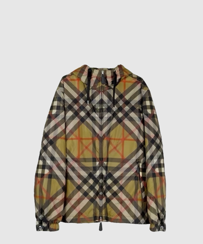 버버리 레이어드 체크 후드 패딩 자켓 8063689