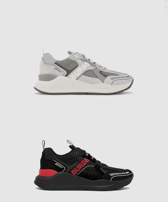 버버리 로고 프린트 스웨이드 메쉬 스니커즈 80573501