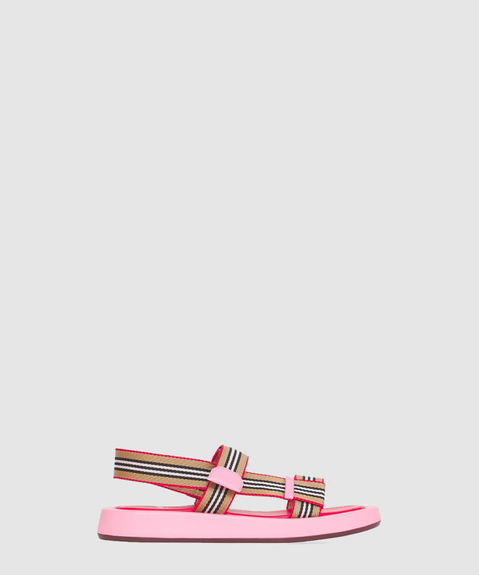 버버리 핑크 아이콘 스트라이프 샌들 8042675