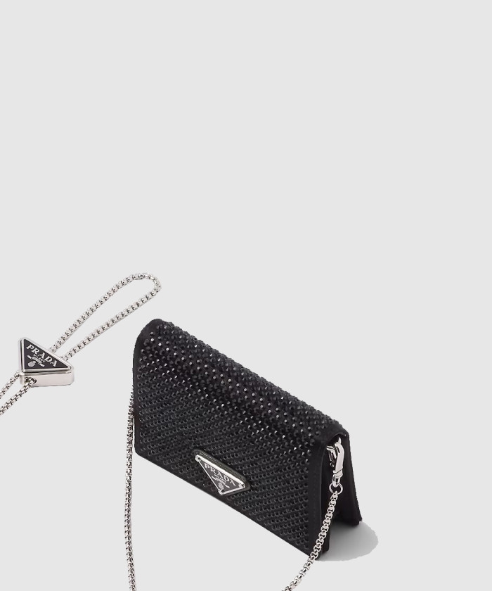 프라다 숄더 스트랩이 달린 시퀸 카드 홀더 1MR024