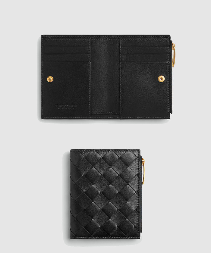 보테가베네타 스몰 인트레치아토 폴더형 지퍼 지갑 742330
