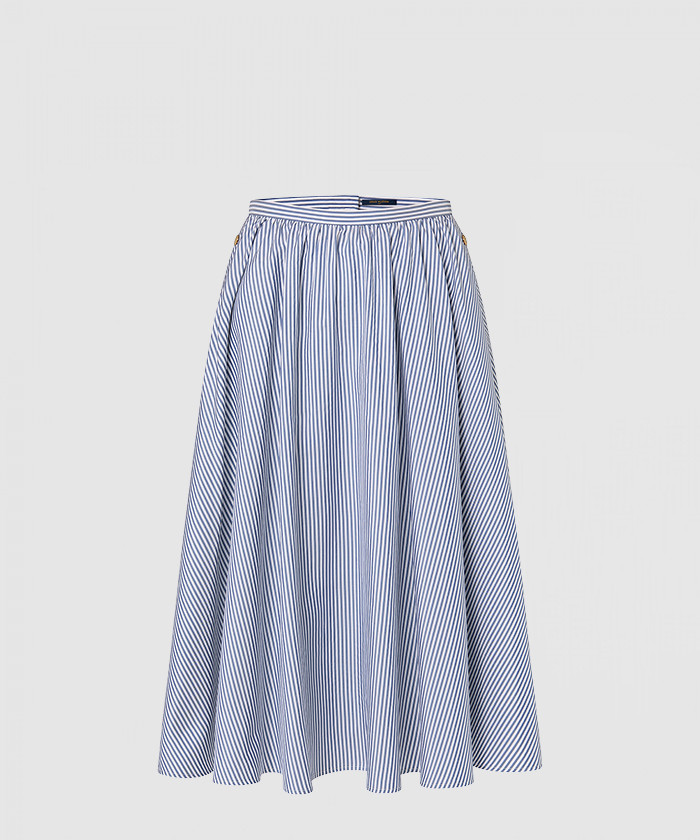 루이비통 줄무늬 실크 플리츠 스커트 1AC1A7