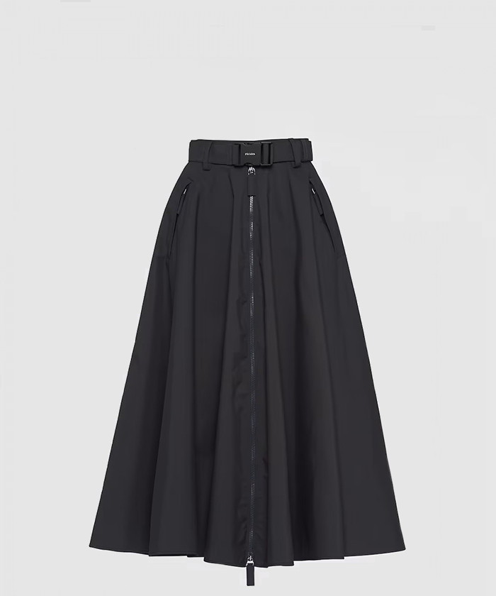 프라다 테크니컬 원단 미디 스커트 21H958