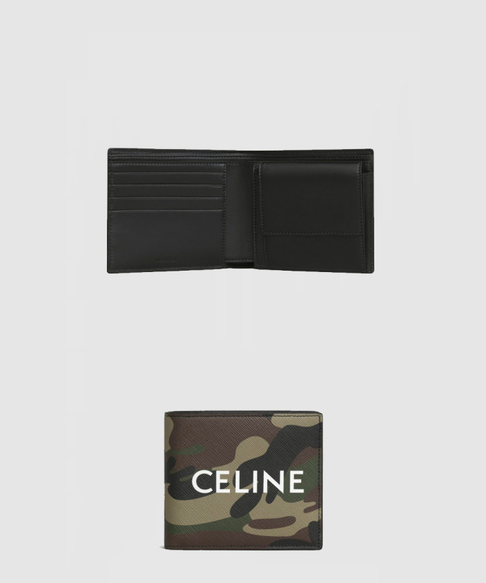 셀린느 카무플라주와 프린트 캔버스 2단 지갑 10C872