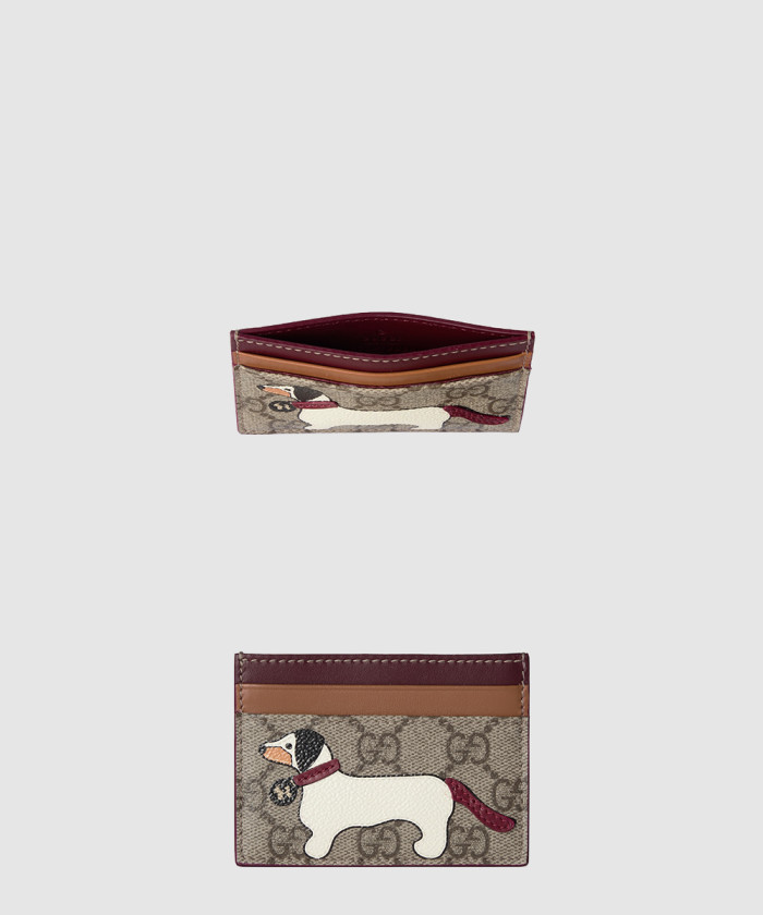 구찌 강아지 디테일의 바이컬러 GG 카드 케이스 818769