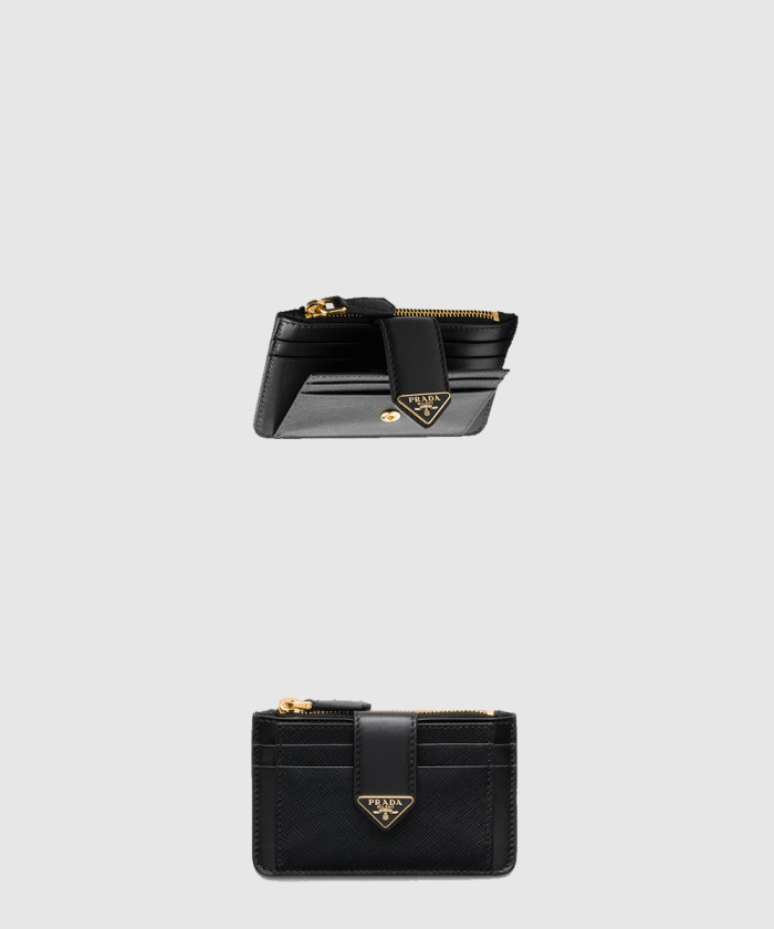 프라다 사피아노 및 가죽 카드 지갑 1MC038