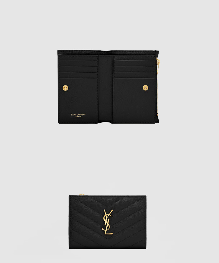 생로랑 투파트 지퍼 중지갑 668287