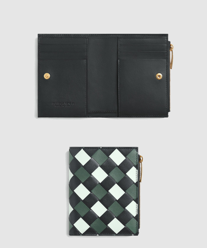 보테가베네타 스몰 인트레치아토 폴더형 지퍼 지갑 742330